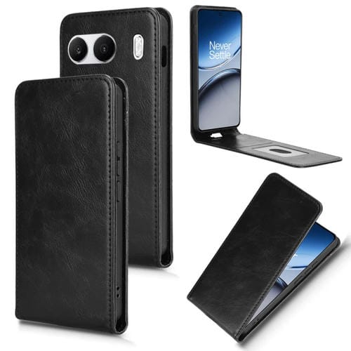 Funda de Cuero con Tapa Vertical Magnética para OnePlus Nord 4 5G (Negra)