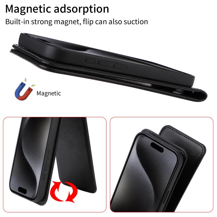 Funda de Cuero con Tapa Vertical Magnética para OnePlus Ace 5 y Ace 5 Pro (Negra)