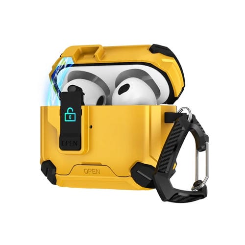 Estuche para Auriculares con Soporte Magnético Magsafe para AirPods 4 (Negro y Amarillo)