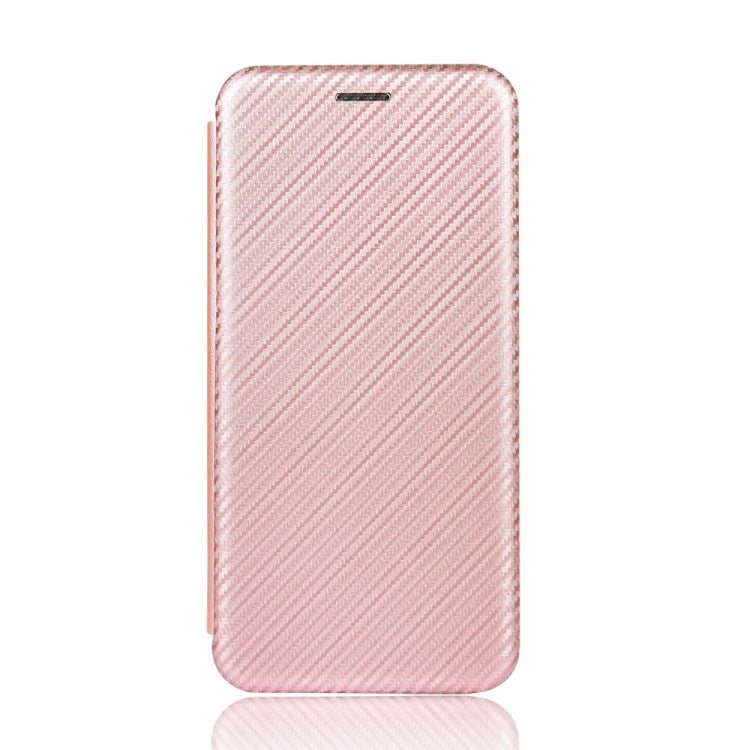 Para Nokia C2 Carcasa de cuero con textura de fibra de carbono magnética con tapa horizontal TPU + PC + PU con ranura para tarjeta (rosa)