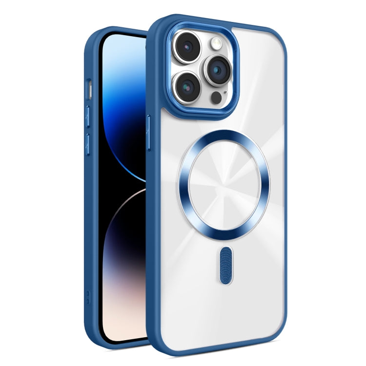 Funda para Teléfono Magsafe iPhone 14 Pro Max Textura Cd Brillante (Azul Real)