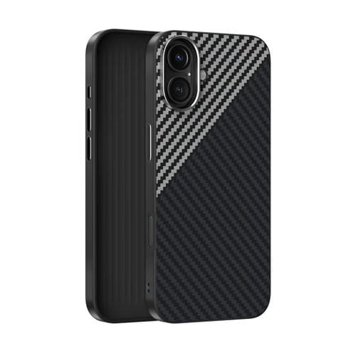 Funda para iPhone 16 Plus Abeel C Carbon Fiber Series 6D Micro Relief Magsafe (Negra y Gris)