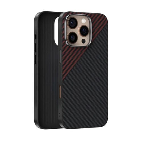 Funda para Teléfono Abeel C Carbon Fiber Series 6D Micro Relief Magsafe para iPhone 13 Pro Max (Negro y Rojo)