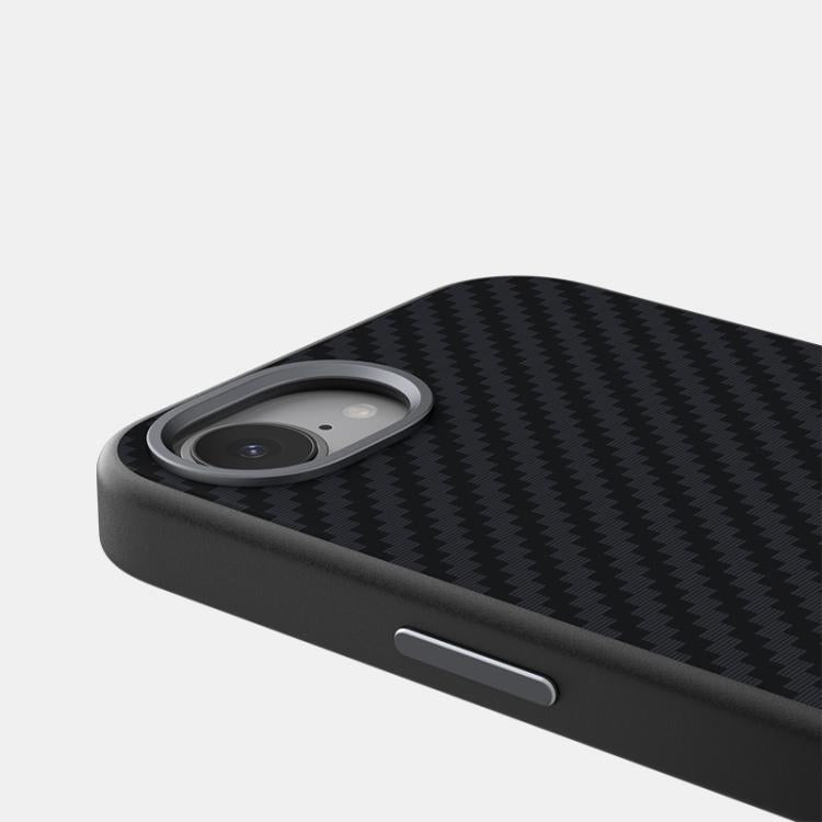 Funda para iPhone 16E Abeel C Carbon Fiber Series 6D Micro Relief Magsafe (Negra y Azul)