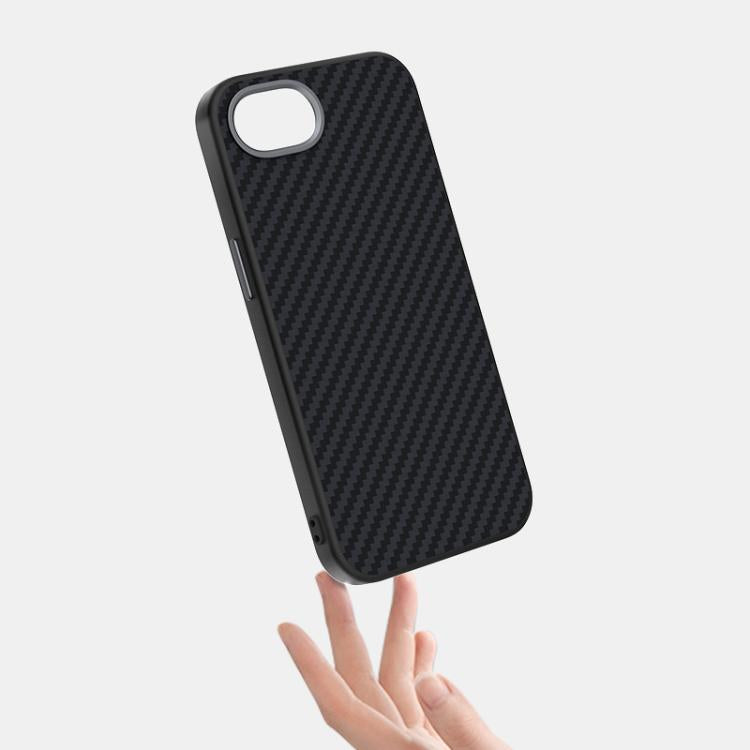 Funda para iPhone 16E Abeel C Carbon Fiber Series 6D Micro Relief Magsafe (Negra y Azul)