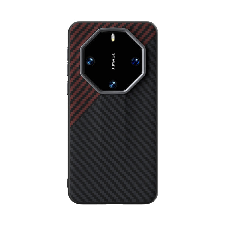 Funda para Teléfono Abeel C Microrelieve 6D Fibra de Carbono para Huawei Mate 60 Rs Ultimate (Negro y Rojo)