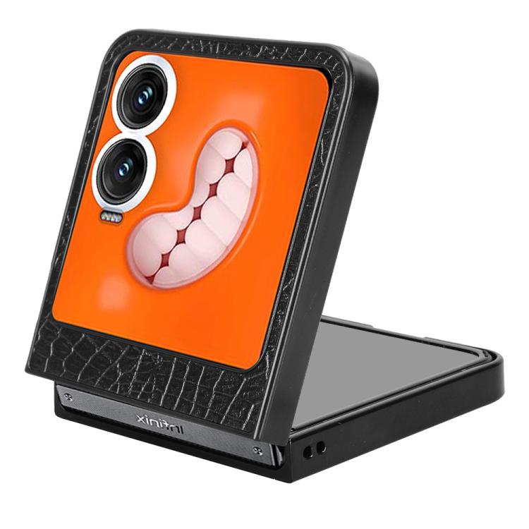 Funda Trasera para Tecno Phantom V Flip2 con Textura de Cocodrilo (Negra)
