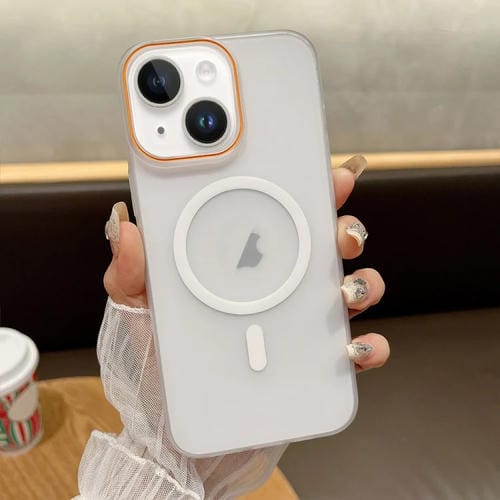 Funda para Teléfono con Tapa Magnética Magsafe PC Tacto Suave Arena para iPhone 15 Plus (Transparente)