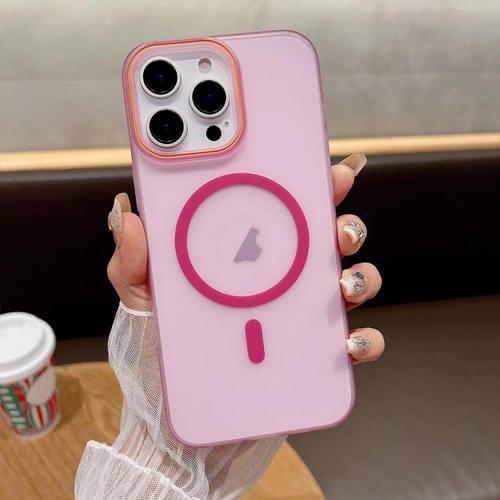 Funda para Teléfono con Imán Magsafe PC Tacto Suave y Arena para iPhone 13 Pro Max (Rosa)