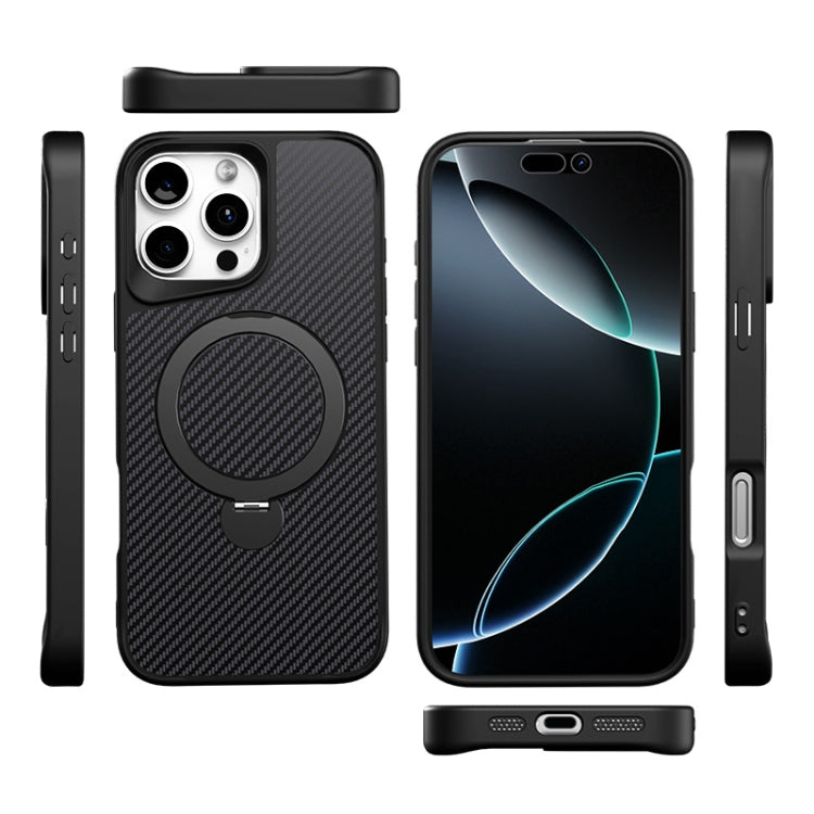 Funda para Teléfono Apple iPhone 12/12 Pro con Soporte Magsafe 360 y Textura Fibra de Carbono (Negra)