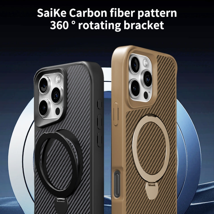 Funda para Teléfono con Soporte Magsafe 360 Textura Fibra de Carbono iPhone 12/12 Pro (Gris Titanio)
