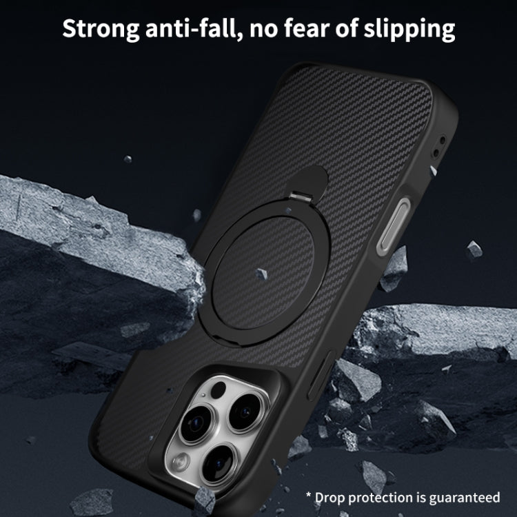 Funda para Teléfono Apple iPhone 12/12 Pro con Soporte Magsafe 360 y Textura Fibra de Carbono (Negra)