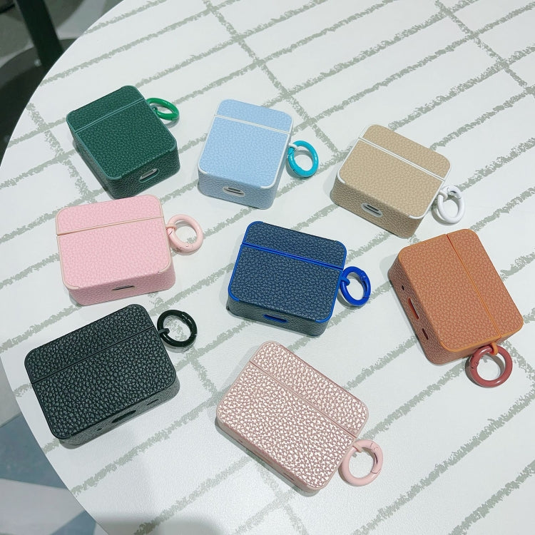 Funda Protectora Auriculares Airpods 1/2 Textura Lichi Adhesivo Cuero (Oro Rosa)