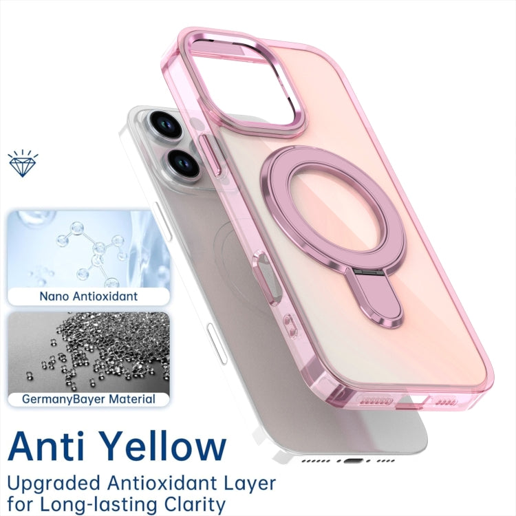 Estuche para Teléfono con Soporte Magsafe para iPhone 14/13 con Revestimiento Degradado y Decoloración (Negro Transparente)