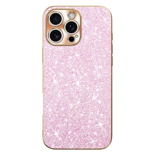 Estuche para Teléfono iPhone 16 Pro Max Anillo de Lente Textura Cd Diamante Estrella (Rosa)