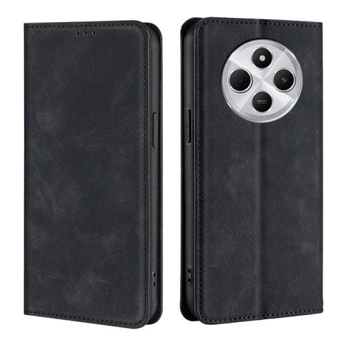 Funda de Cuero Magnética con Tacto de Piel para Redmi 14C 4G (Negra)