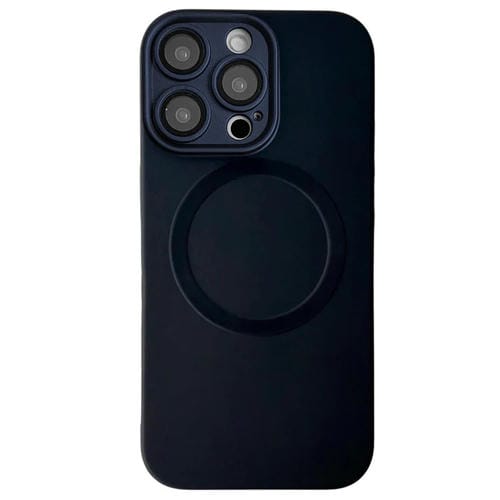 Funda para teléfono TPU Magsafe con textura CD y pintura metalizada para iPhone 15 Pro Max (Negra)