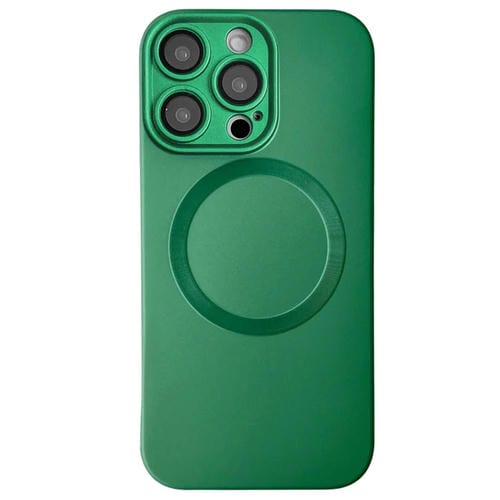 Funda para Teléfono TPU Magsafe iPhone 15 Pro Max Textura Cd Pintura Metalizada (Verde)
