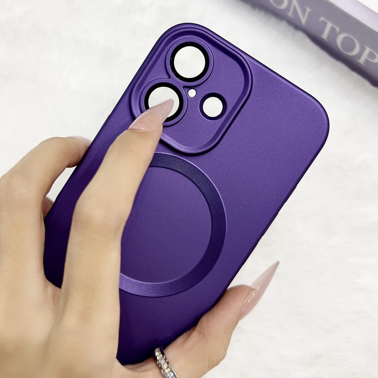 Funda para Teléfono TPU Magsafe iPhone 15 Pro Max Textura Cd Pintura Metalizada (Morado Oscuro)