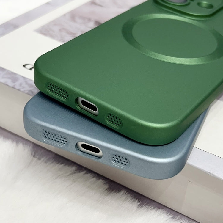 Funda para teléfono TPU Magsafe con textura CD y pintura metalizada para iPhone 15 Pro Max (Negra)