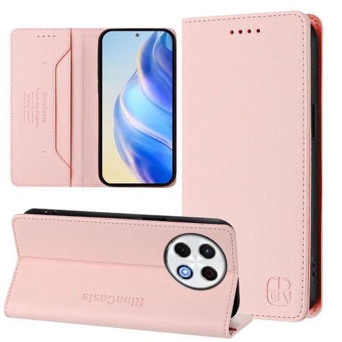 Funda de Cuero con Doble Pliegue y Succión Magnética RFID para Tecno Spark 30 Pro 4G Rc01 (Rosa)