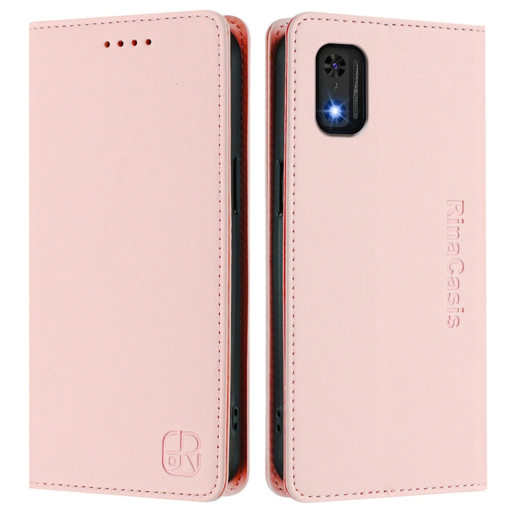 Funda de Cuero con Doble Pliegue y Succión Magnética Rfid para Itel A23 Pro / A17 / Tecno Pop 5 Rc01 (Rosa)