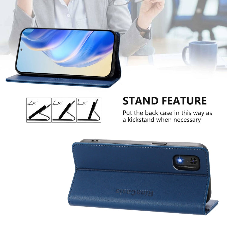 Funda de Cuero con Doble Pliegue y Succión Magnética Rfid para Itel A23 Pro/A17/Tecno Pop 5 Rc01 (Azul Oscuro)