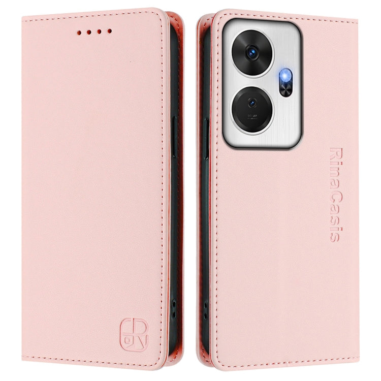 Funda de Cuero con Doble Pliegue y Succión Magnética Rfid para Itel P55+ Rc01 (Rosa)