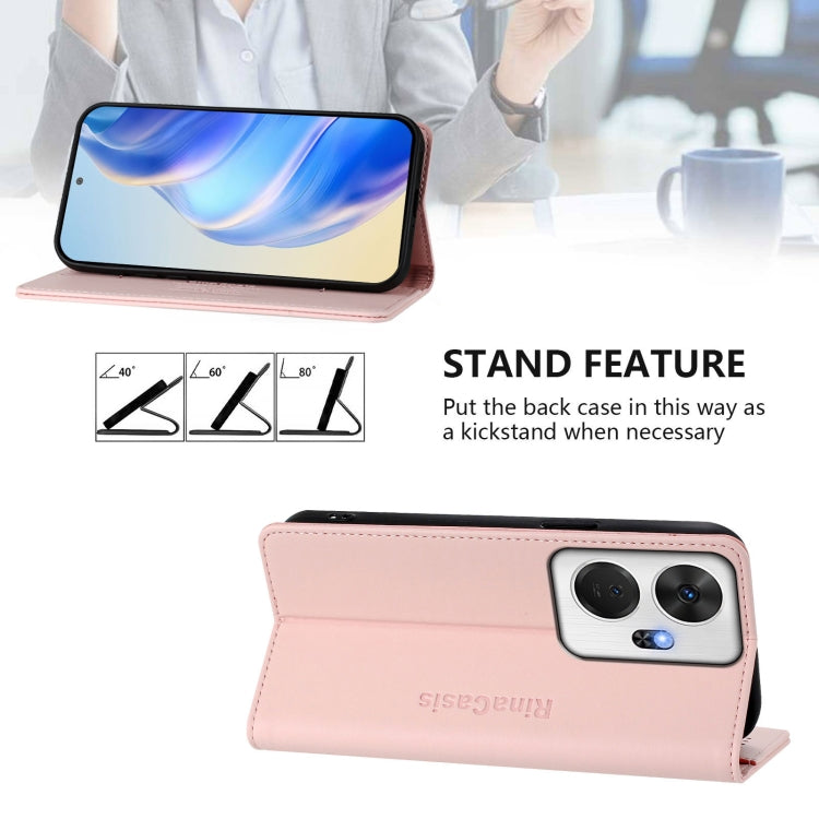 Funda de Cuero con Doble Pliegue y Succión Magnética Rfid para Itel P55+ Rc01 (Rosa)