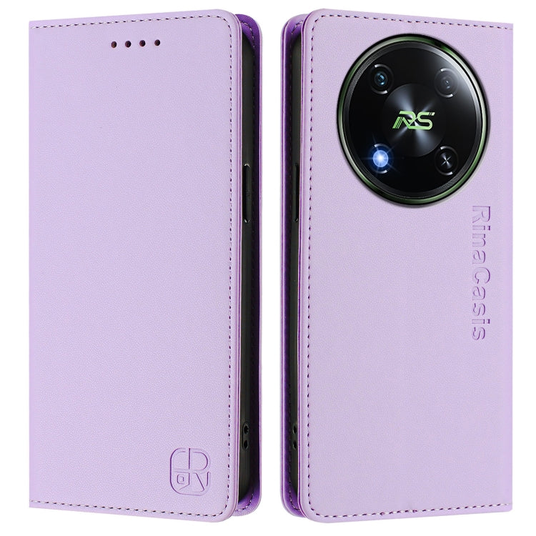 Funda de Cuero Rfid Itel Rs4/S666Ln Rc01 con Doble Pliegue y Succión Magnética (Morado Claro)