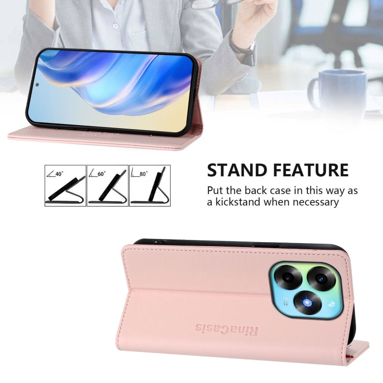Funda de Cuero Itel S23+ Rc01 con Doble Pliegue y Succión Magnética Rfid (Rosa)