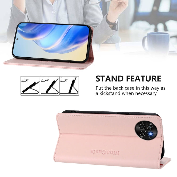 Funda de Cuero con Doble Pliegue y Succión Magnética para Itel S23/S665L Rc01 (Rosa)