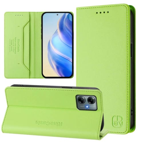 Funda de Cuero Motorola Moto G Play 2025/G Power 2025 Rc01 con Doble Pliegue y Succión Magnética (Verde Hierba)