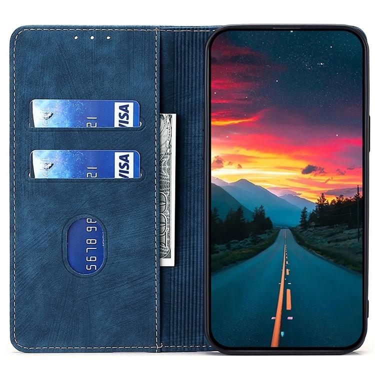 Funda de cuero magnética con cepillo antirrobo RFID para Redmi A5 4G (171,7 mm) (azul)