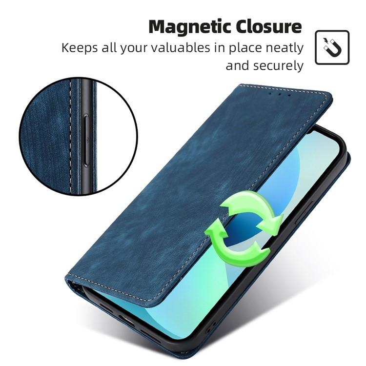 Funda de cuero magnética con cepillo antirrobo RFID para Redmi A5 4G (171,7 mm) (azul)