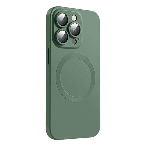 Funda de Silicona Líquida Magsafe para iPhone 15 Pro Max Textura Cd (Verde Oscuro)