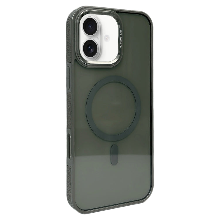 Estuche para Teléfono Magsafe con Marco de Lente de Metal para iPhone 16 Plus (Gris Oscuro)