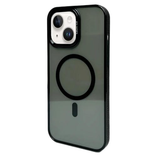 Estuche para Teléfono Magsafe iPhone 15 Plus Marco de Lente de Metal (Negro)