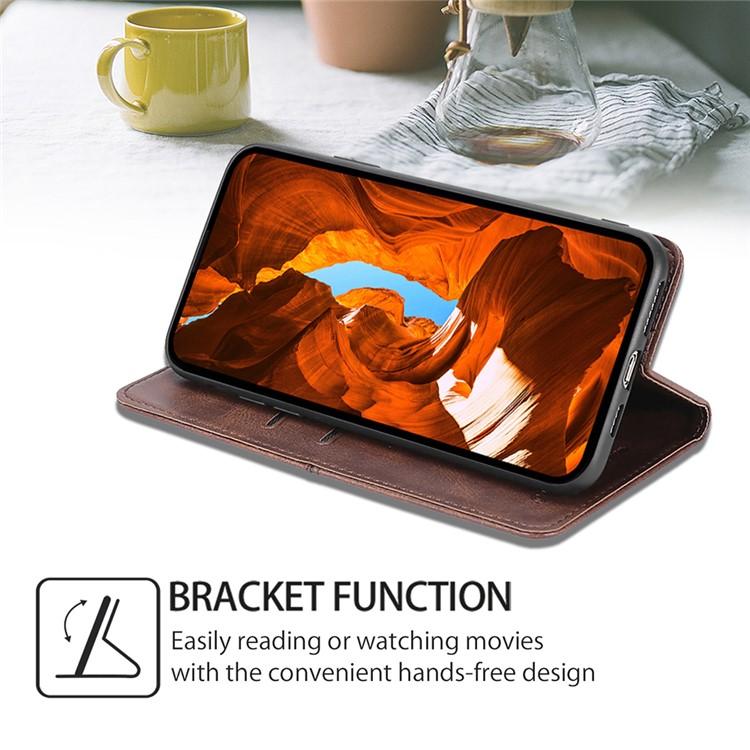 Funda magnética de cuero con textura de vaca para Redmi Note 14S 4G (marrón oscuro)