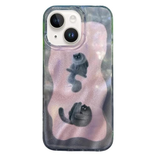 Funda TPU Doble Capa iPhone 13 Patrón Imd Gatos y Perros (Rosa)