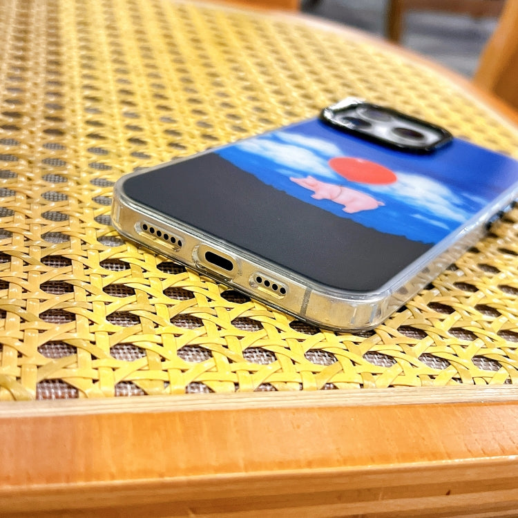 Funda de Teléfono TPU Doble Capa iPhone 15 Pro Max (Pintura Abstracta Acostada Sobre Un Árbol)