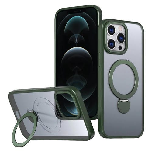 Funda para Teléfono Wing Series Gen2 con Soporte de Anillo de Metal Magsafe para iPhone 12 Pro Max (Verde)