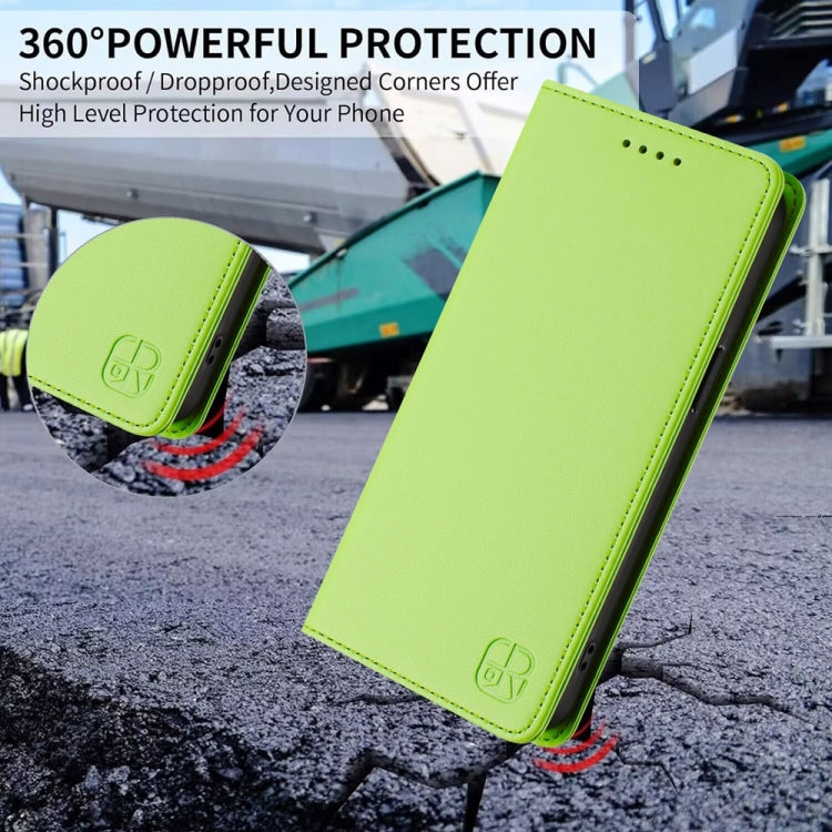 Funda de Cuero con Doble Pliegue y Succión Magnética Rfid para OnePlus 9 Rc01 (Verde Hierba)