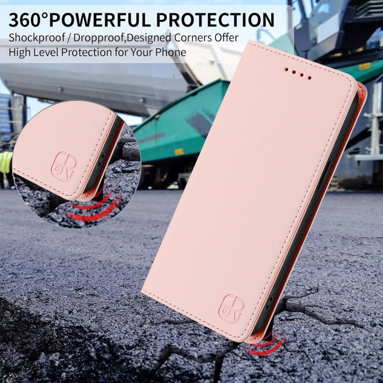 Funda de Cuero con Doble Pliegue y Succión Magnética Rfid para OnePlus 9 Rc01 (Rosa)