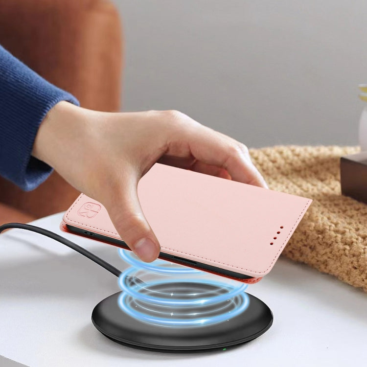 Funda de Cuero con Doble Pliegue y Succión Magnética Rfid para OnePlus 9 Rc01 (Rosa)