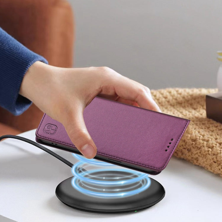 Funda de Cuero para OnePlus 10 Pro Rc01 con Doble Pliegue y Succión Magnética (Violeta)