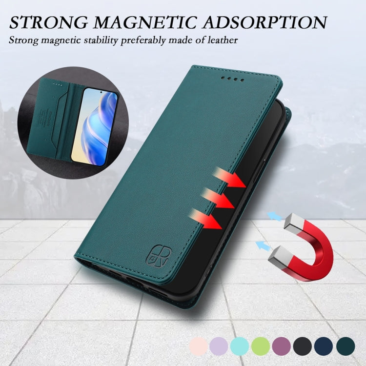 Funda de Cuero con Doble Pliegue y Succión Magnética RFID para OnePlus 11 Rc01 (Verde Oscuro)