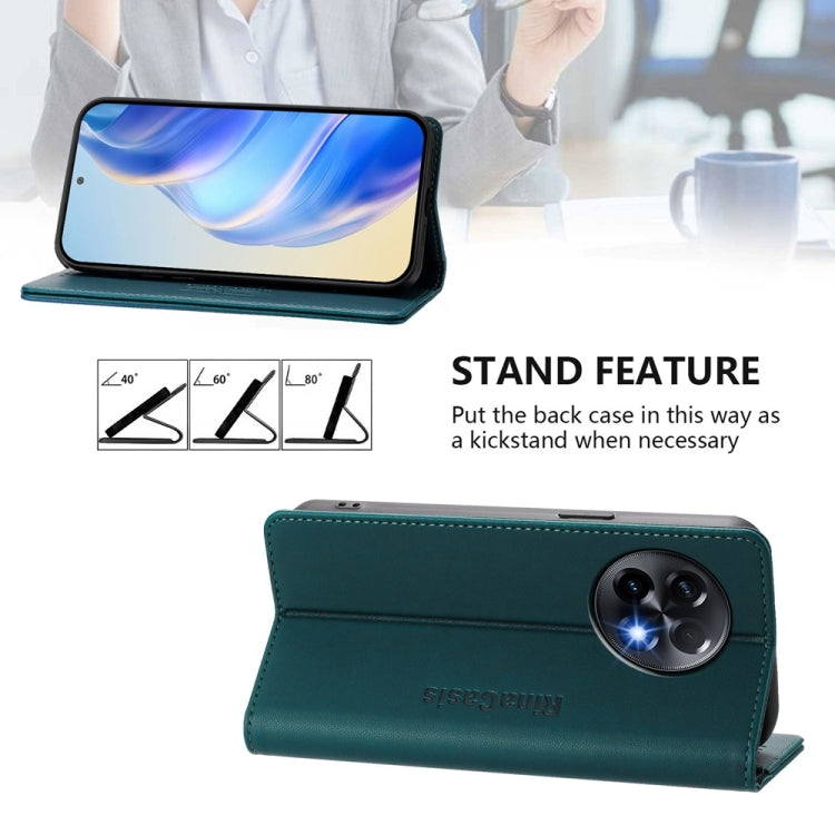 Funda de Cuero para OnePlus 11R Rc01 con Doble Pliegue y Succión Magnética Rfid (Verde Oscuro)