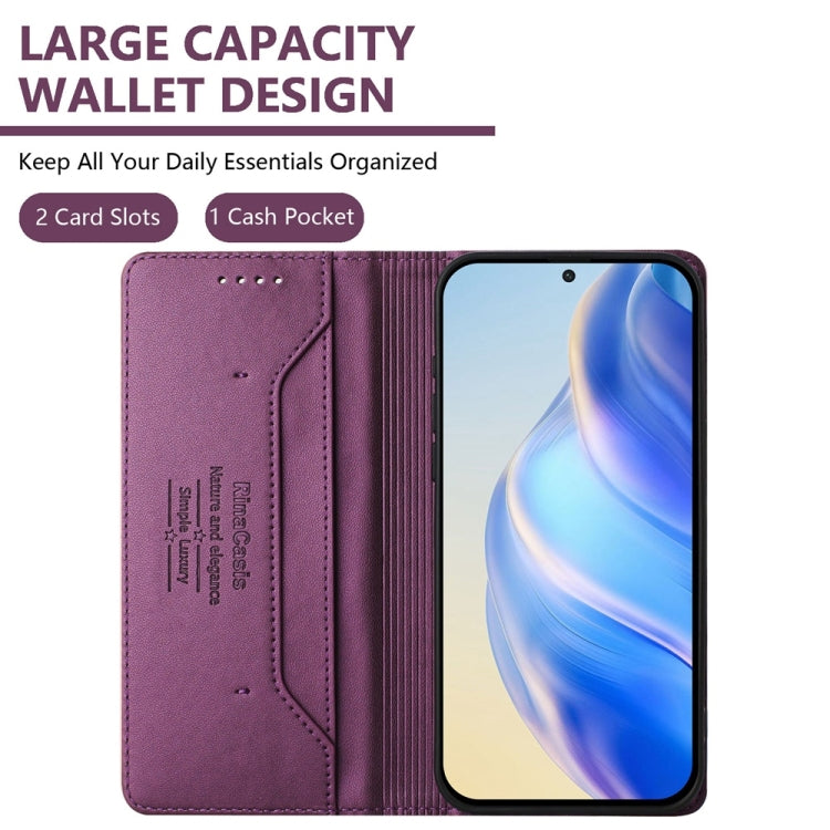 Funda de Cuero con Doble Pliegue y Succión Magnética Rfid para OnePlus 13 Rc01 (Violeta)