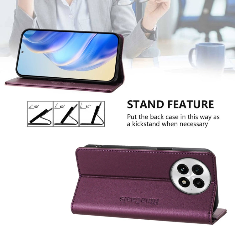 Funda de Cuero con Doble Pliegue y Succión Magnética Rfid para OnePlus 13 Rc01 (Violeta)